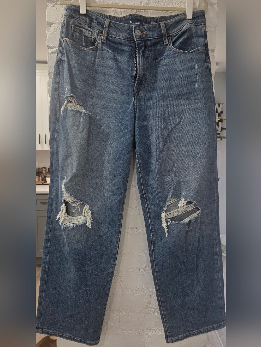 Old Navy High Rise O.G. Loose Blue Distressed Boyfriend Jeans